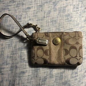 Vintage Coach Metallic Gold Wristlet with Iconic ‘C’ Pattern